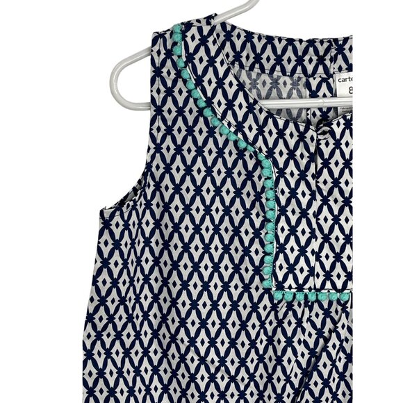 Carters Girls Dress Sundress Size 8 Navy White Cotton Sleeveless NWT - Picture 2 of 13